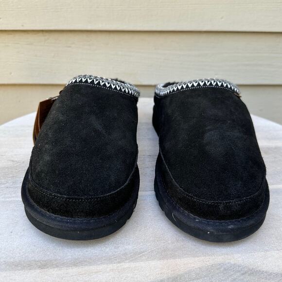 Lamo Womens Size 12 Suede Slippers Black Cirrus Footbed Cozy Fur Lined Slip-On - Picture 11 of 12